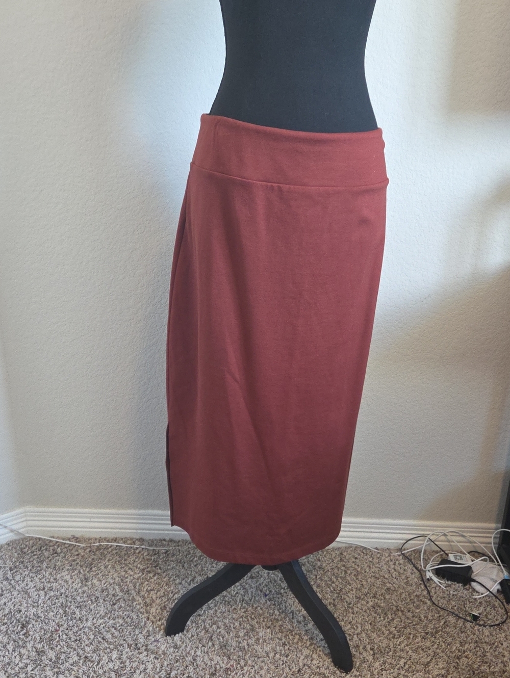 Nine West Rust Terracotta Pull-On Knit Midi Pencil Skirt Size XL
